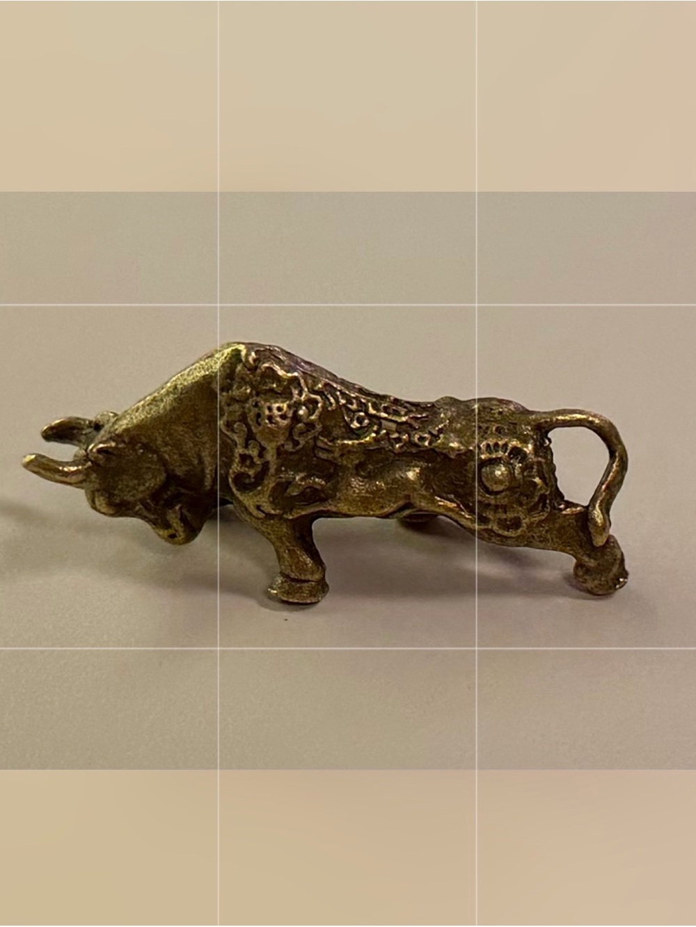Brass Decorative Bull Figurine - Ornate Detailing #204